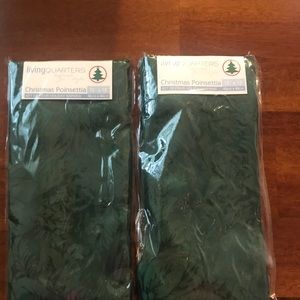 Two sets of four holiday linen napkins. Green. 100% polyester. New, never used
